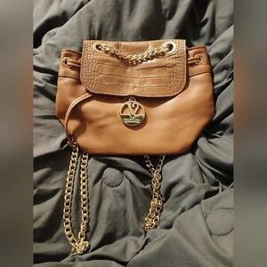 Valentina Brown and Gold Mini Backpack Bag